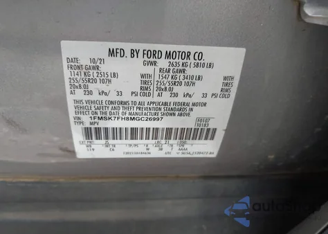 2021 Ford Explorer Limited из США, поврежденный, VIN 1FMSK7FH8MGC26997